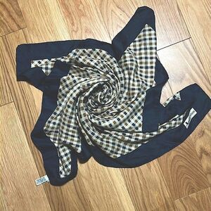 Aquascutum of London Silk Crêpe Classic Choc Combo Check Scarf 33”x 33”